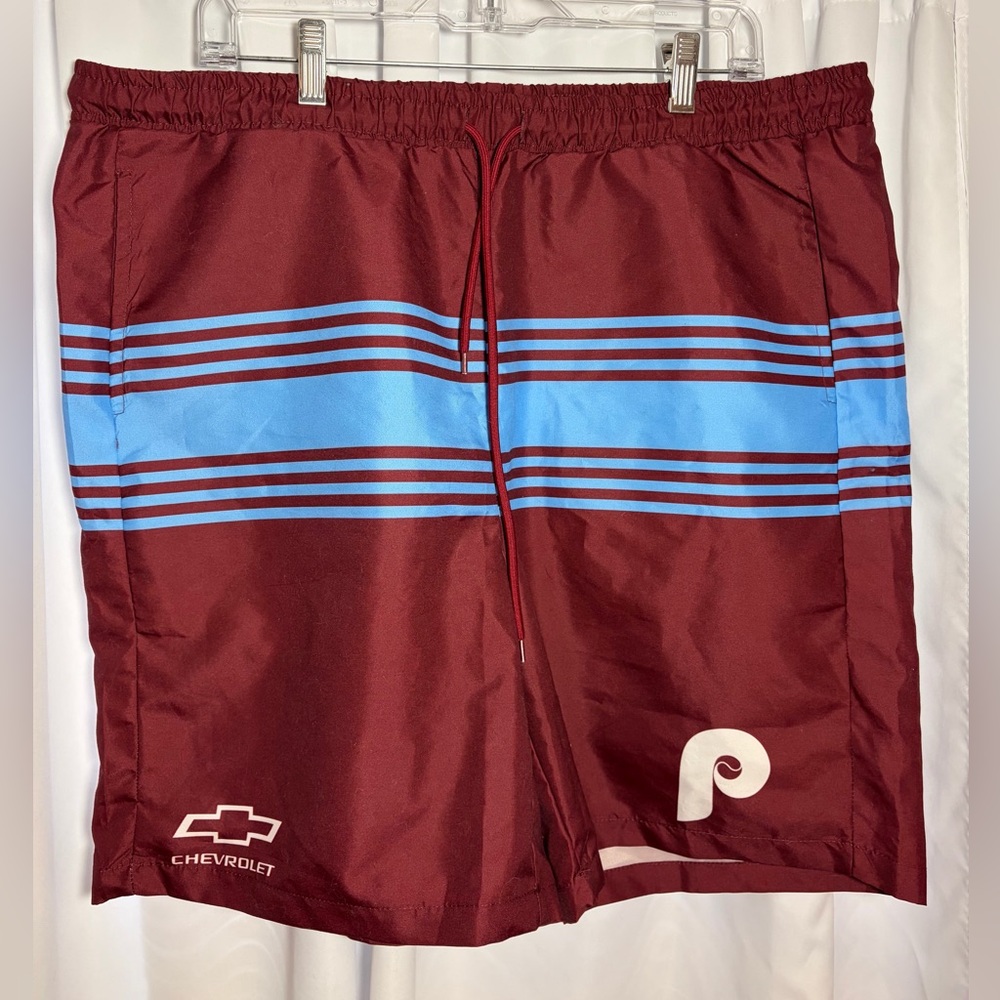 PHILADELPHIA PHILLIES Maroon & Blue Shorts sz XL